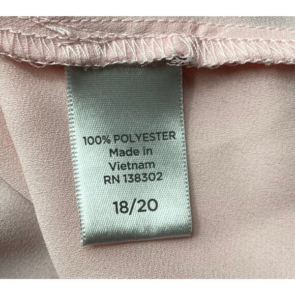 Avenue Womens Top Plus Size 18 / 20 Light Pink Tassel Tie Neck Blouse - Picture 5 of 5